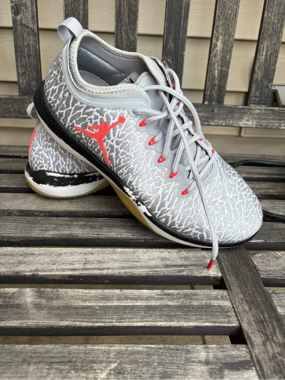 Jordan Men's Athletic Shoes Gray with Red Accents